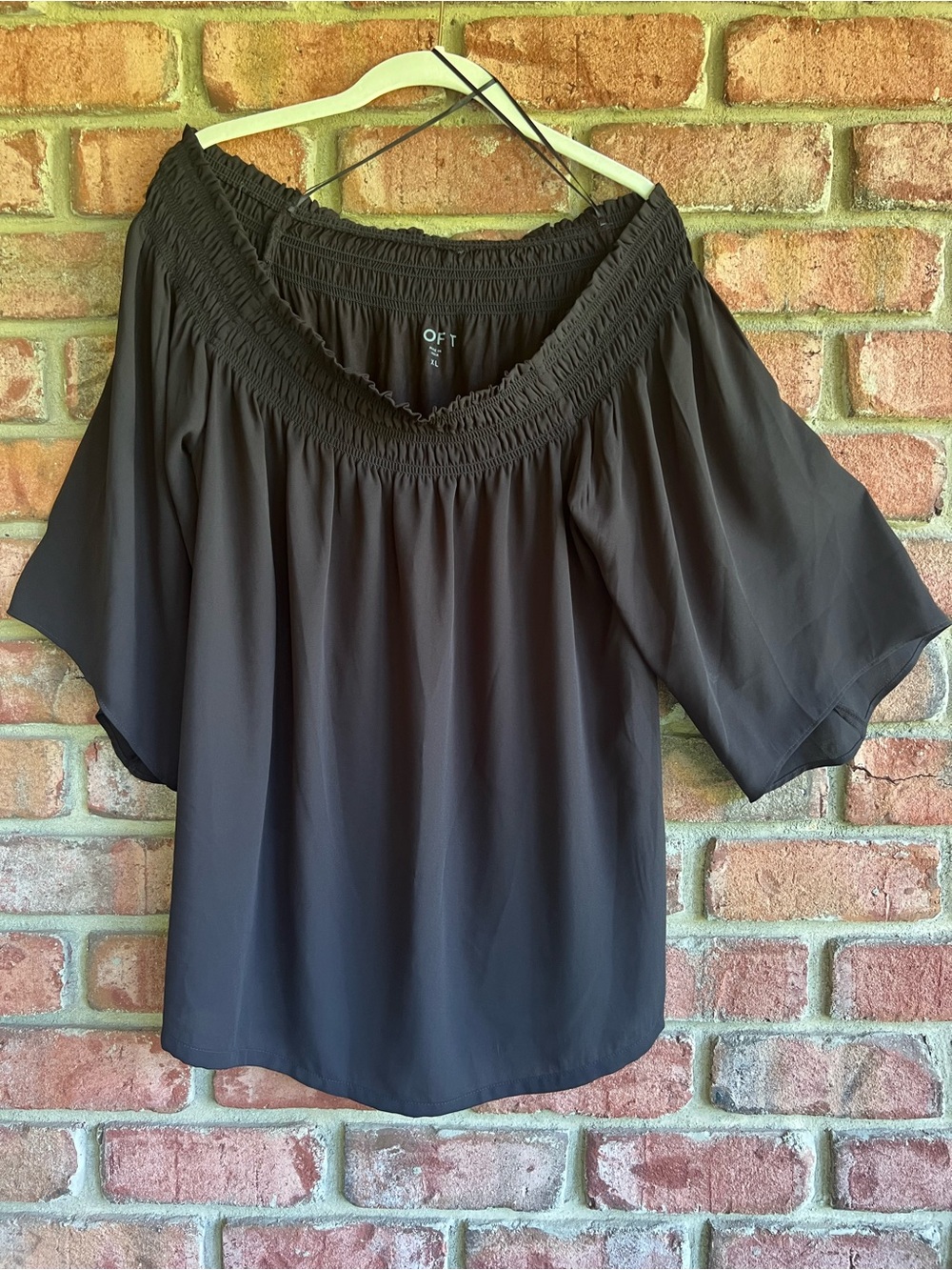 Loft XL-Black Smocked Off-Shoulder Blouse
